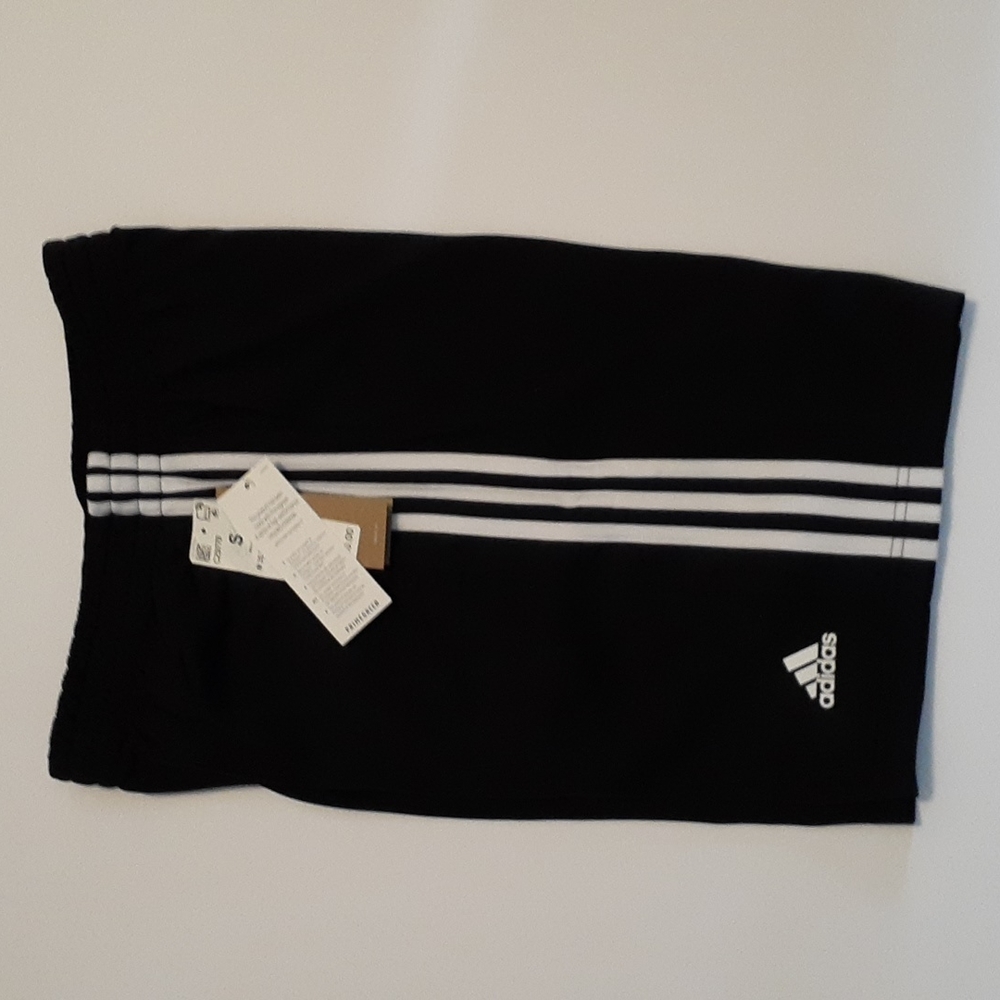 adidas Black Athletic Shorts with White Three-Stripes